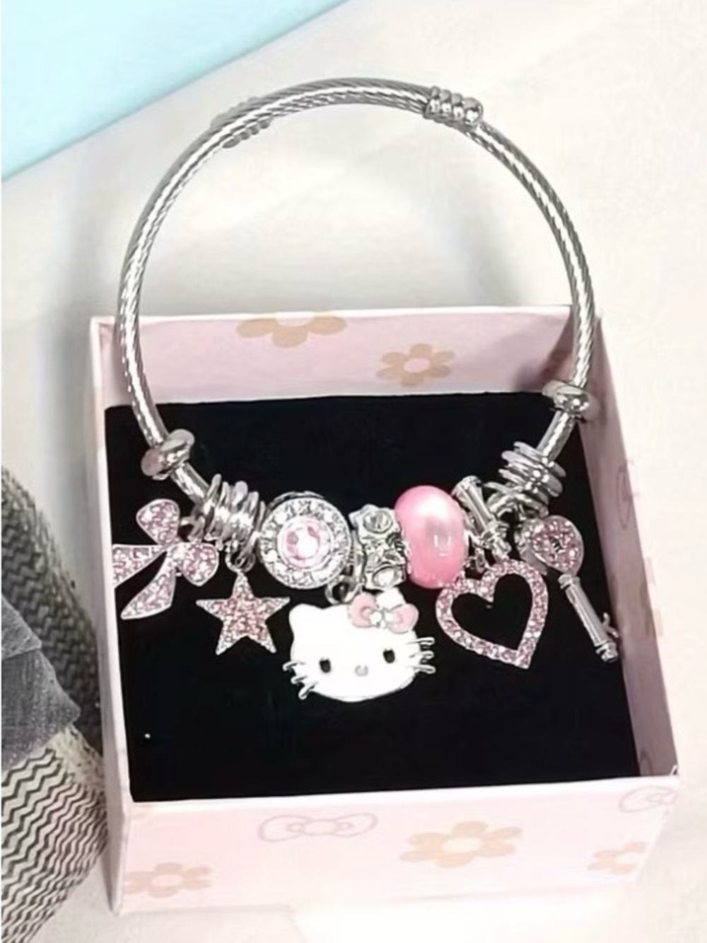 Hello Kitty Pink Accented Charm Bracelet